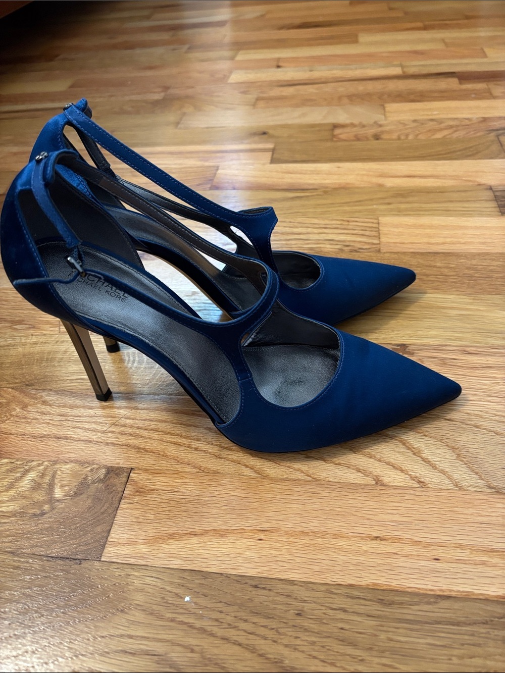 Michael Kors Midnight Blue Pointed Toe T-Strap Stilettos